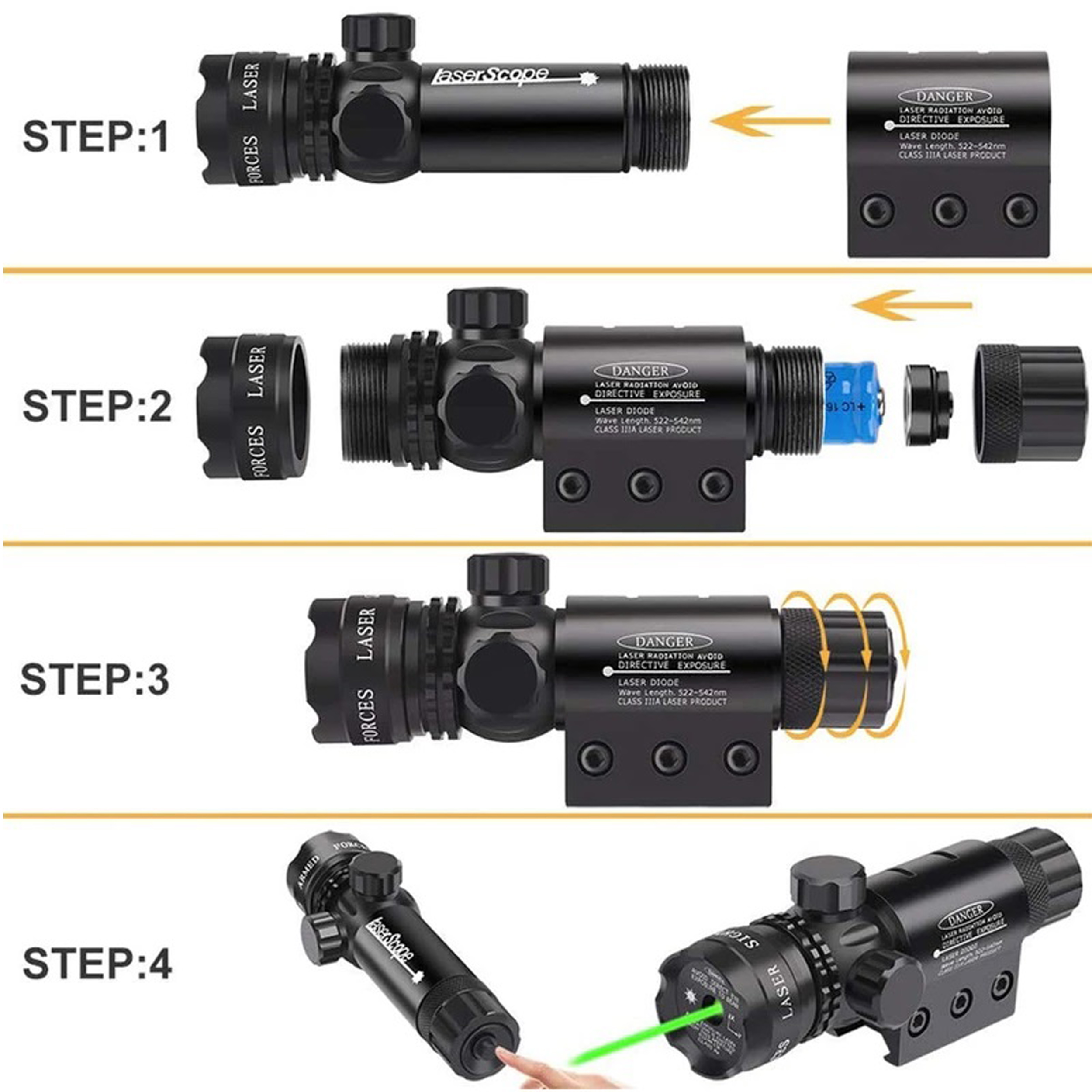 لیزر دوربین تفنگ اسمال سان مدل ZY-803R مجموعه 7 عددی